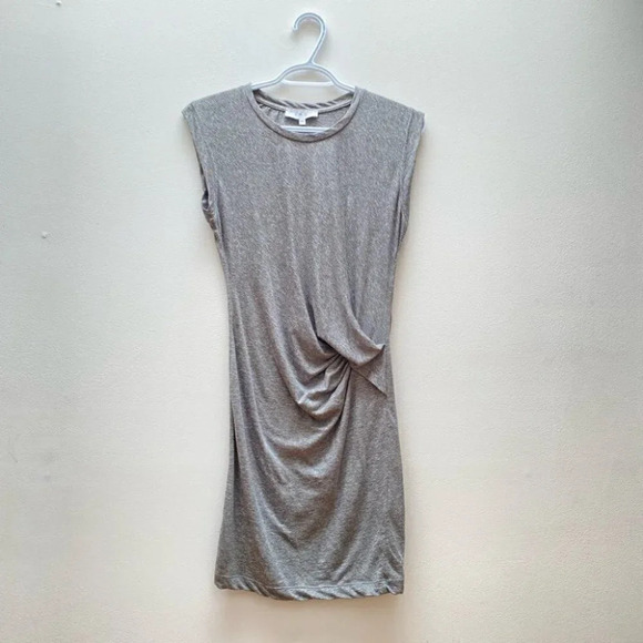 IRO - Heathered Grey Athos Cap Sleeve Ruched Mini Dress - Picture 4 of 7